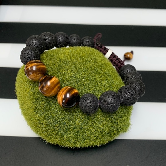 Tiger Eye and Lava Stone Balance Bracelet - Picture 1 of 2